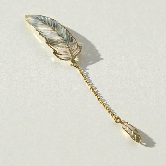 Gold Feather Metal Bookmark NIP - Picture 4 of 4